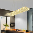 GobekUsa Rectangular K9 Crystal Ceiling Pendant Light - Contemporary Clear Dining Room Suspension Lamp