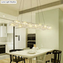 GobekUsa Rectangular K9 Crystal Ceiling Pendant Light - Contemporary Clear Dining Room Suspension Lamp