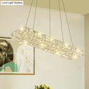 GobekUsa Rectangular K9 Crystal Ceiling Pendant Light - Contemporary Clear Dining Room Suspension Lamp