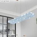 GobekUsa Rectangular K9 Crystal Ceiling Pendant Light - Contemporary Clear Dining Room Suspension Lamp