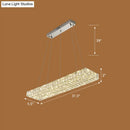 GobekUsa Rectangular K9 Crystal Ceiling Pendant Light - Contemporary Clear Dining Room Suspension Lamp