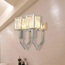 GobekUsa Modern Rectangular Wall Sconce - Chrome Finish with Clear Crystal Accent