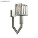 GobekUsa Modern Rectangular Wall Sconce - Chrome Finish with Clear Crystal Accent