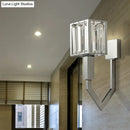GobekUsa Modern Rectangular Wall Sconce - Chrome Finish with Clear Crystal Accent