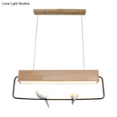 GobekUsa Modern Rectangular Wood LED Pendant Light for Dining Room Ceiling in Warm/White Light