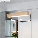 GobekUsa Modern Rectangular Wood LED Pendant Light for Dining Room Ceiling in Warm/White Light