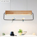 GobekUsa Modern Rectangular Wood LED Pendant Light for Dining Room Ceiling in Warm/White Light