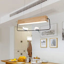 GobekUsa Modern Rectangular Wood LED Pendant Light for Dining Room Ceiling in Warm/White Light