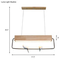 GobekUsa Modern Rectangular Wood LED Pendant Light for Dining Room Ceiling in Warm/White Light