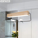 GobekUsa Modern Rectangular Wood LED Pendant Light for Dining Room Ceiling in Warm/White Light