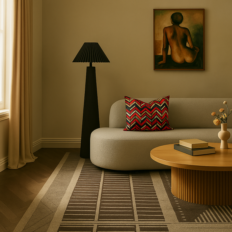 Red White Black & Mustard Modern Chevron Throw Pillow