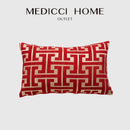 Modern red & cream geometric chenille lumbar pillowcase living room by Decorbites