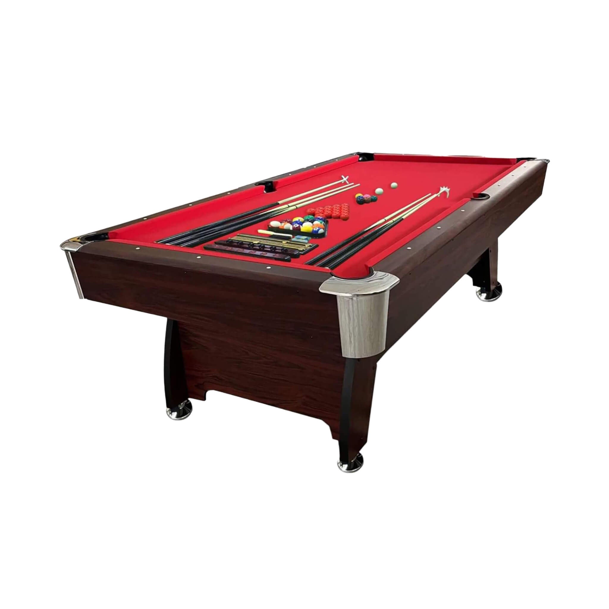 8FT Modern Red Felt Billiard Pool Table With Automatic Ball Return And