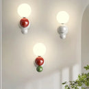 GobekUsa LED Wall Light Red Green White Metal Kids Room Lamp White Acrylic Ball