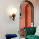 GobekUsa LED Wall Light Red Green White Metal Kids Room Lamp White Acrylic Ball