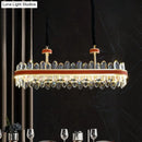 GobekUsa Modern Red LED Island Hanging Light with Crystal Block Detail - Rectangular Leather Ceiling Suspension Lamp