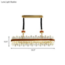 GobekUsa Modern Red LED Island Hanging Light with Crystal Block Detail - Rectangular Leather Ceiling Suspension Lamp