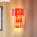 GobekUsa Modern Red Prism Wall Sconce - 2-Light Acrylic and Steel Lamp for Living Room