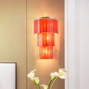 GobekUsa Modern Red Prism Wall Sconce - 2-Light Acrylic and Steel Lamp for Living Room