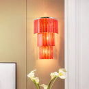 GobekUsa Modern Red Prism Wall Sconce - 2-Light Acrylic and Steel Lamp for Living Room