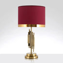 GobekUsa Red Traditional Fabric Table Light with Single Drum Shade - Perfect for Living Room Nightstand