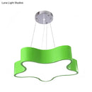 GobekUsa Child Care Centre LED Hanging Light Kids Red/Green/Yellow Finish Drop Pendant with Star Acrylic Shade, 11"/15" W