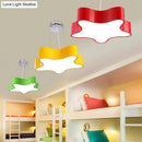GobekUsa Child Care Centre LED Hanging Light Kids Red/Green/Yellow Finish Drop Pendant with Star Acrylic Shade, 11"/15" W
