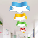 GobekUsa Child Care Centre LED Hanging Light Kids Red/Green/Yellow Finish Drop Pendant with Star Acrylic Shade, 11"/15" W