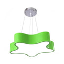 GobekUsa Child Care Centre LED Hanging Light Kids Red/Green/Yellow Finish Drop Pendant with Star Acrylic Shade, 11"/15" W