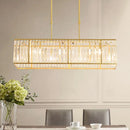 GobekUsa Modern Restaurant Pendant Lamp: 3/4-Bulb Hanging Island Light with Crystal Rectangle Shade in Black/Gold