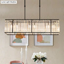 GobekUsa Modern Restaurant Pendant Lamp: 3/4-Bulb Hanging Island Light with Crystal Rectangle Shade in Black/Gold