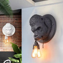 GobekUsa Gorilla Resin Wall Lamp: Modern Retro LED Sconce for Bedroom Decor