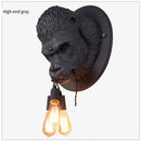GobekUsa Gorilla Resin Wall Lamp: Modern Retro LED Sconce for Bedroom Decor