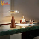 GobekUsa Gold Lustre Wood Table Lamp LED - Luxe Retro Medieval Design