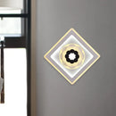 GobekUsa Minimal Acrylic Rhombus LED Wall Sconce Light with Bloom Pattern (White/Black) for Study Rooms