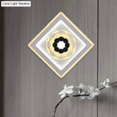 GobekUsa Minimal Acrylic Rhombus LED Wall Sconce Light with Bloom Pattern (White/Black) for Study Rooms