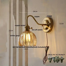 GobekUsa Glass Copper Knob Switch LED Wall Sconce - Modern Nordic Design