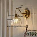 GobekUsa Glass Copper Knob Switch LED Wall Sconce - Modern Nordic Design