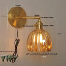 GobekUsa Glass Copper Knob Switch LED Wall Sconce - Modern Nordic Design