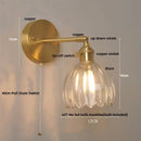 GobekUsa Glass Copper Knob Switch LED Wall Sconce - Modern Nordic Design