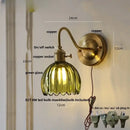 GobekUsa Glass Copper Knob Switch LED Wall Sconce - Modern Nordic Design