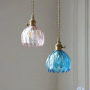 GobekUsa Blue Glass LED Pendant Light: Modern Nordic Hang Lamp for Living, Dining, Coffee Room