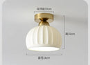 Modern ribbed ceramic glass chandelier white and brass living room light by Decorbites