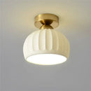 Modern ribbed ceramic glass chandelier white and brass living room light by Decorbites
