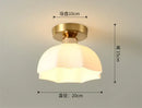 Modern ribbed ceramic glass chandelier white and brass living room light by Decorbites