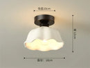 Modern ribbed ceramic glass chandelier white and brass living room light by Decorbites