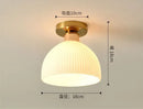 Modern ribbed ceramic glass chandelier white and brass living room light by Decorbites