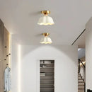 Modern ribbed ceramic glass chandelier white and brass living room light by Decorbites