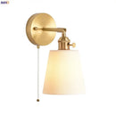 GobekUsa Ceramic LED Wall Light Striped White Modern Nordic Pull Chain Mirror Lamp