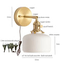 GobekUsa Ceramic LED Wall Light Striped White Modern Nordic Pull Chain Mirror Lamp